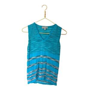 Y2K Missoni Blue Striped Sweater Sleeveless Short Top S